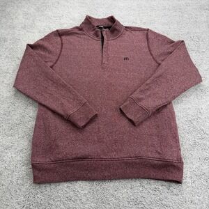 Travis Mathew Pullover Mens Medium Burgundy Hideaway 1/4 Zip Performance Sweater